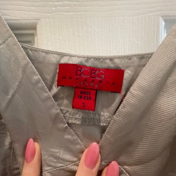 Y2K BCBG Max Azria Red Label Silver Slip Dress Size Small - Picture 2 of 6